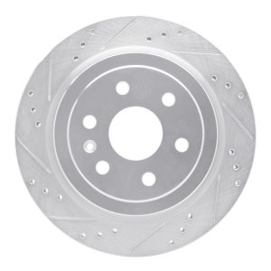 Cadillac SRX Brake Rotor (1) - Rear Left - R1 Concepts - Drilled & Slotted - Silver - `10-`16